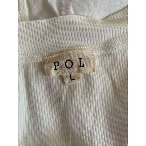 POL Studded V-Neck Top With Flutter Sleeve Off White Size L - Picture 7 of 11